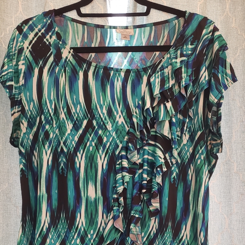 Worthington Blue and Green Blouse